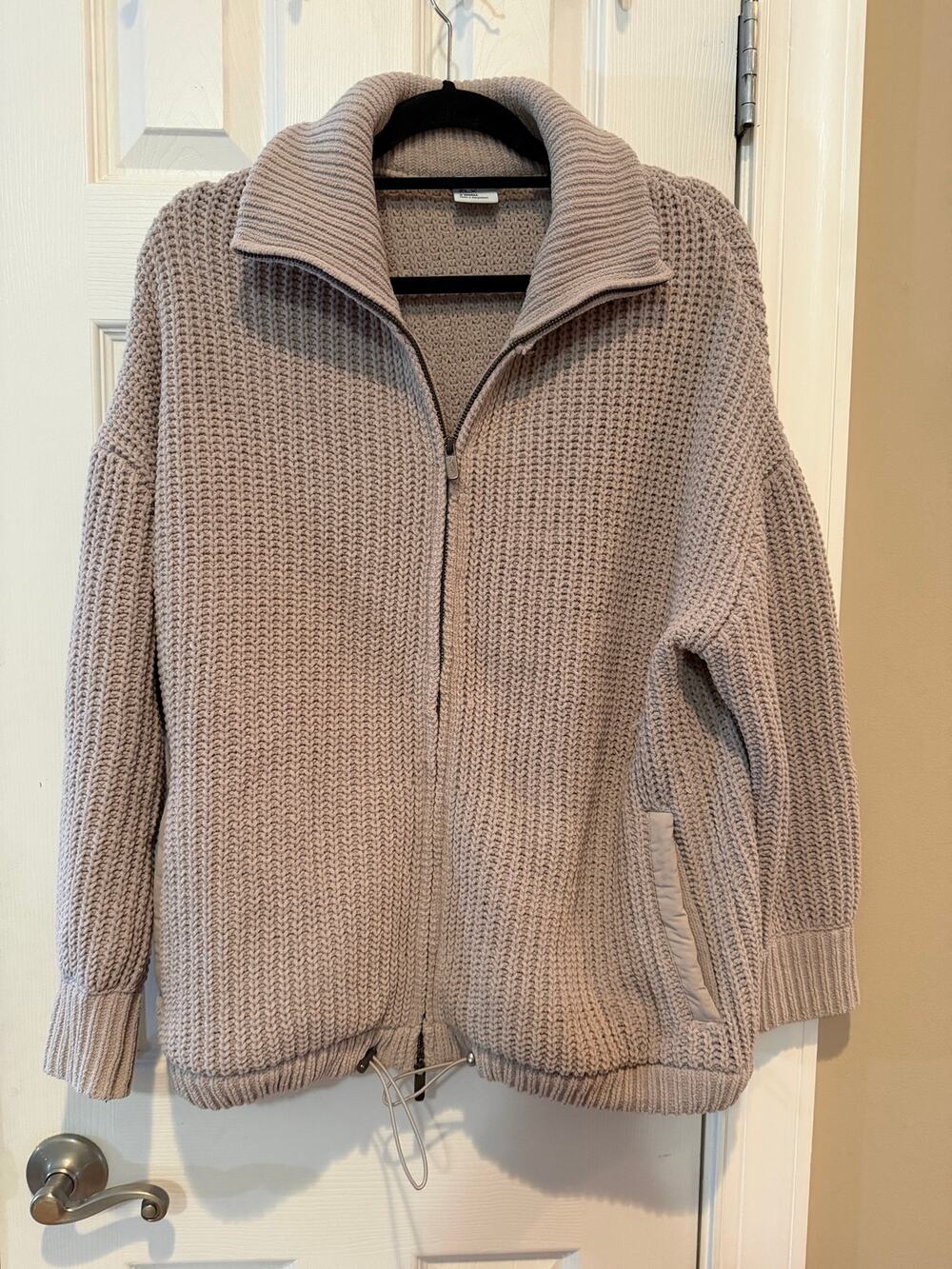 FLX Mauve Chenille Chunky Knit Quarter Zip Sweater XS Oversize Cozy
